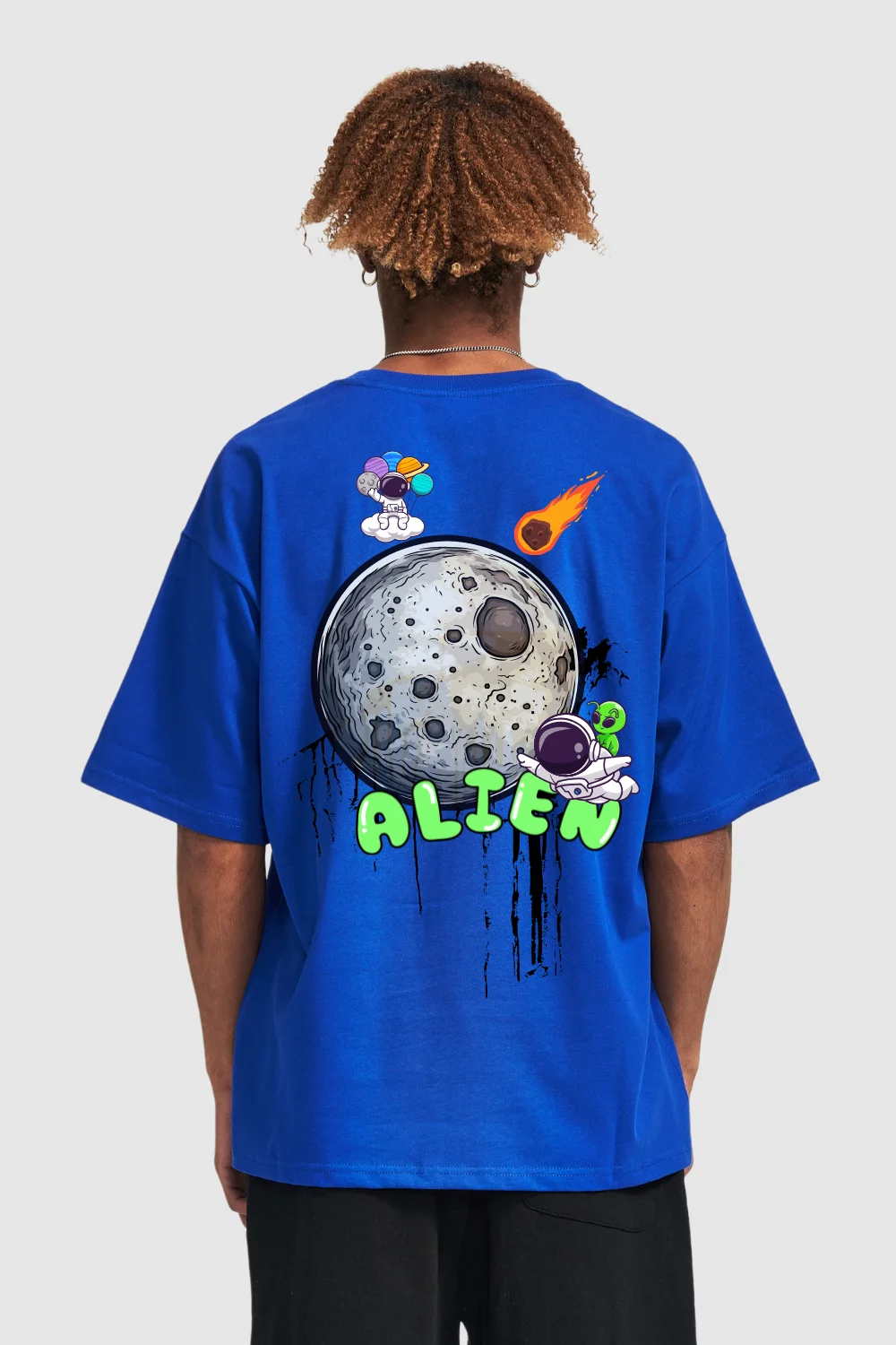 Hover view of ALIEN Oversized T-Shirt for Men – 240 GSM Space Graphic