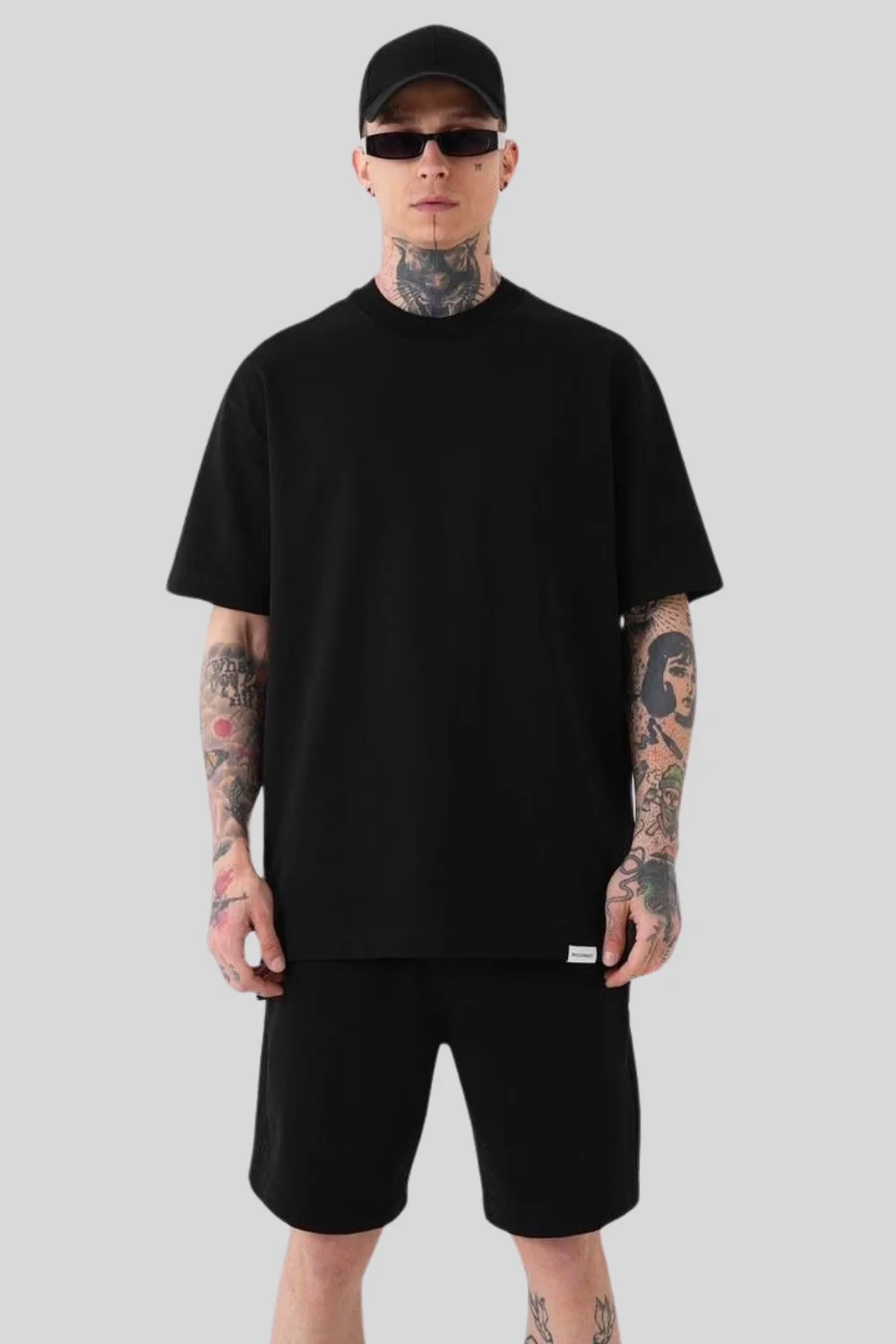 Hover view of Men’s Black Oversized Drop Shoulder T-Shirt – 100% Cotton | Under ₹499 | Streetwear Fit