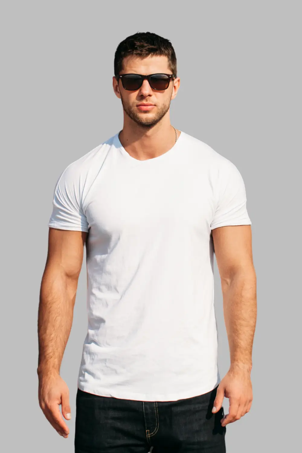 Front view of Men's Regular Fit White T-Shirt – 240 GSM Cotton