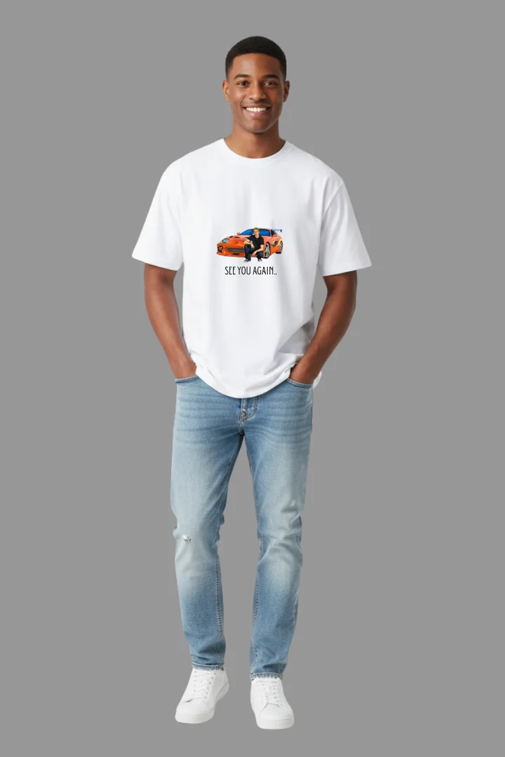 Hover view of Paul Walker Tribute T-Shirt – “If Speed Kills Me” Quote with Toyota Supra Graphic | Premium Unisex Tee