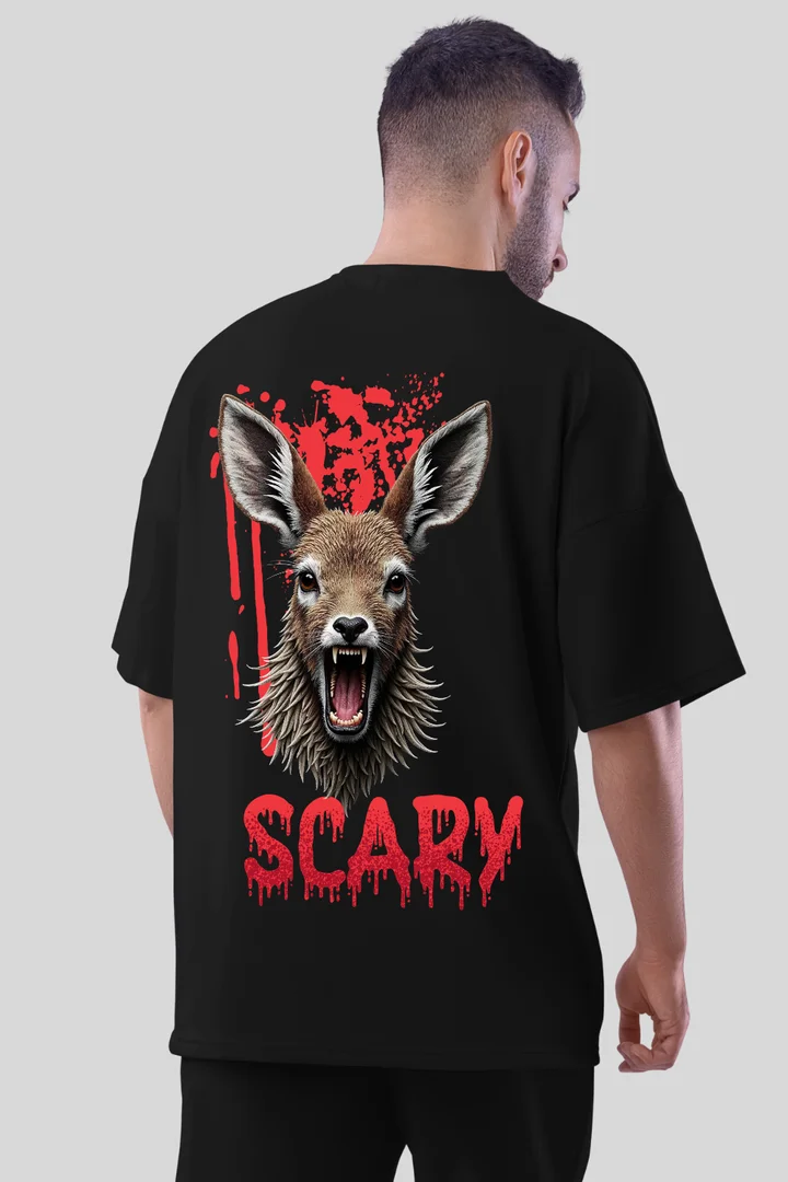 Hover view of Deer Print Oversized T-Shirt for Men – THE ZAINLY