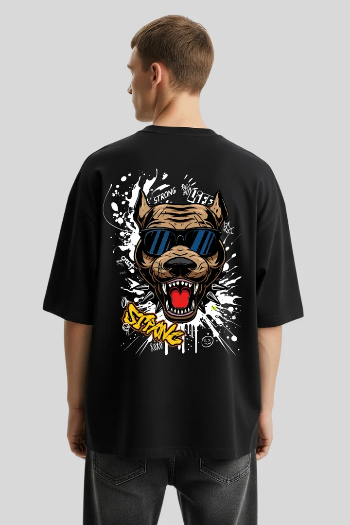 Front view of Strong Bad Boy Life Oversized T-Shirt – Street Dog Graphic Print | THE ZAINLY