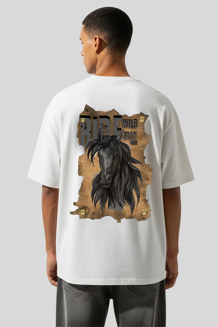 Front view of Ride Wild Stay Free – Horse Graphic Print | THE ZAINLY
