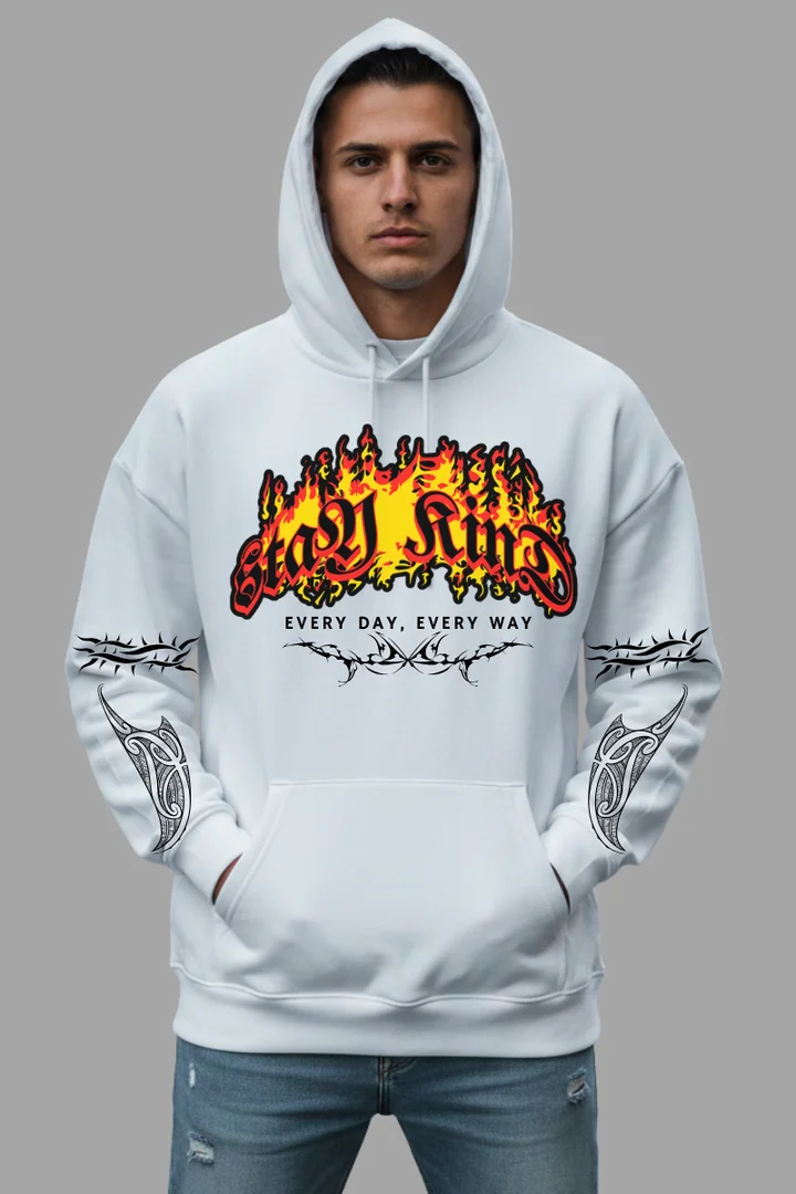 Front view of Stay Kind Fire Tribal Sleeve