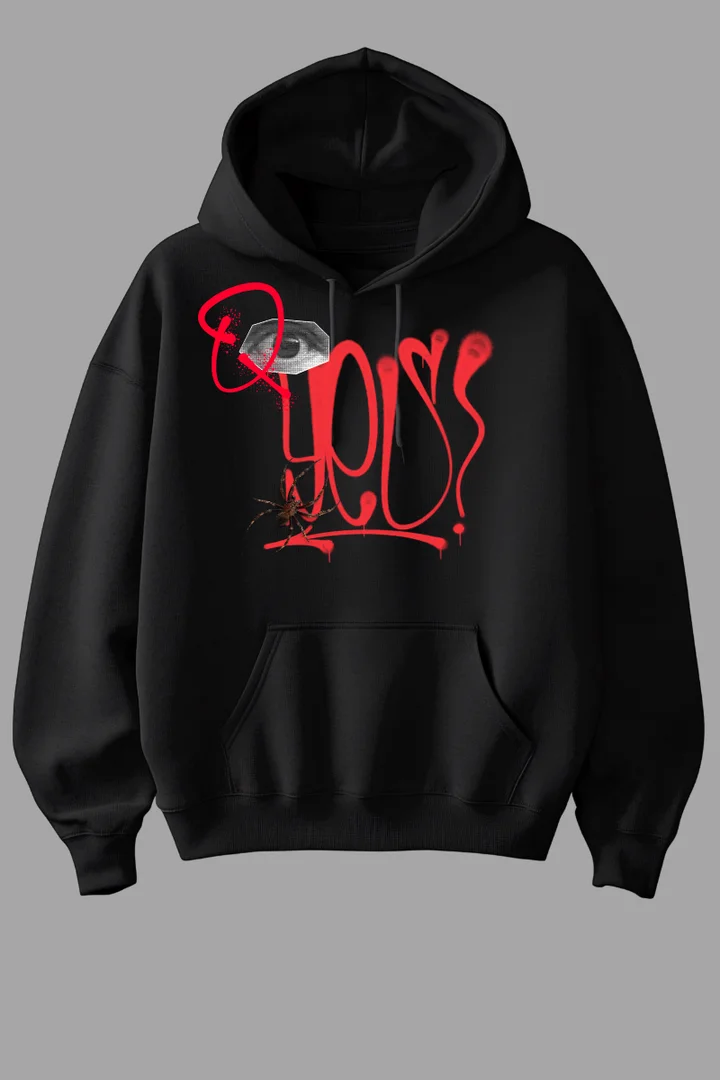 Hover view of TRUST Web Spider Loose Fit | Gothic Streetwear Hoodie by THE ZAINLY