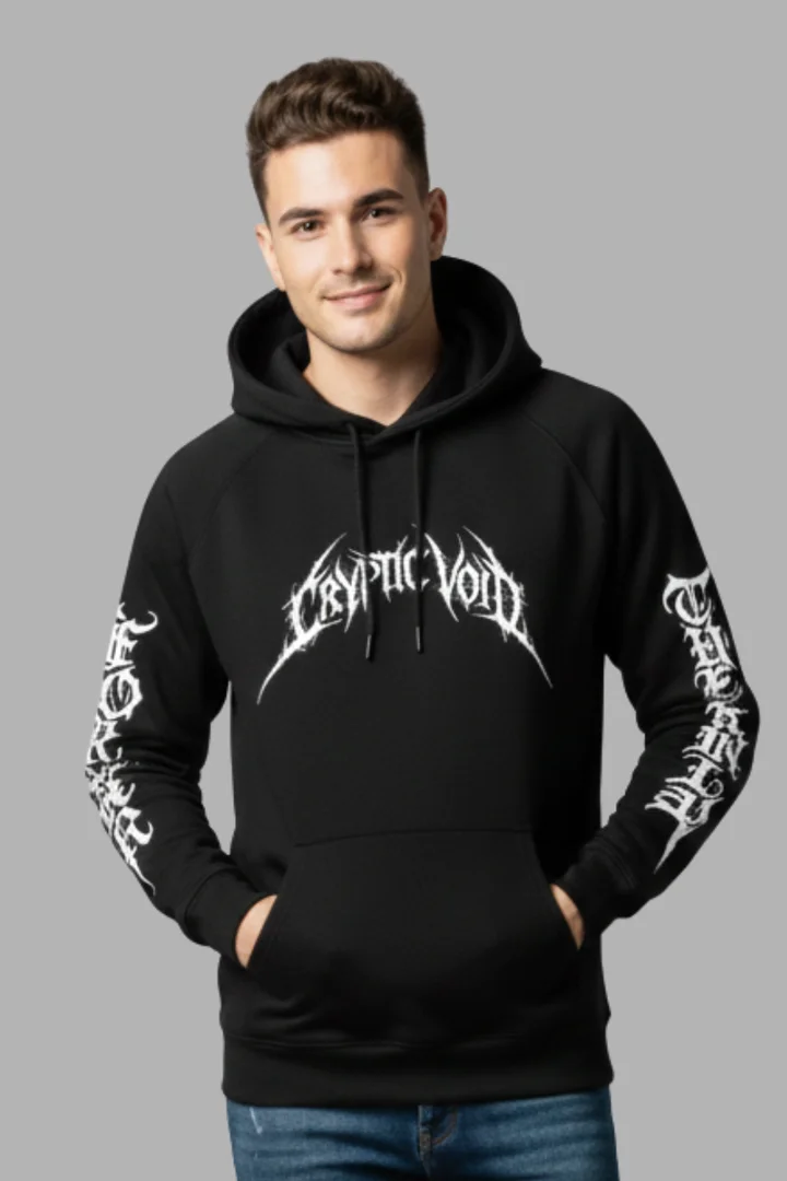 Front view of Unleashed Fury Oversized Black Hoodie