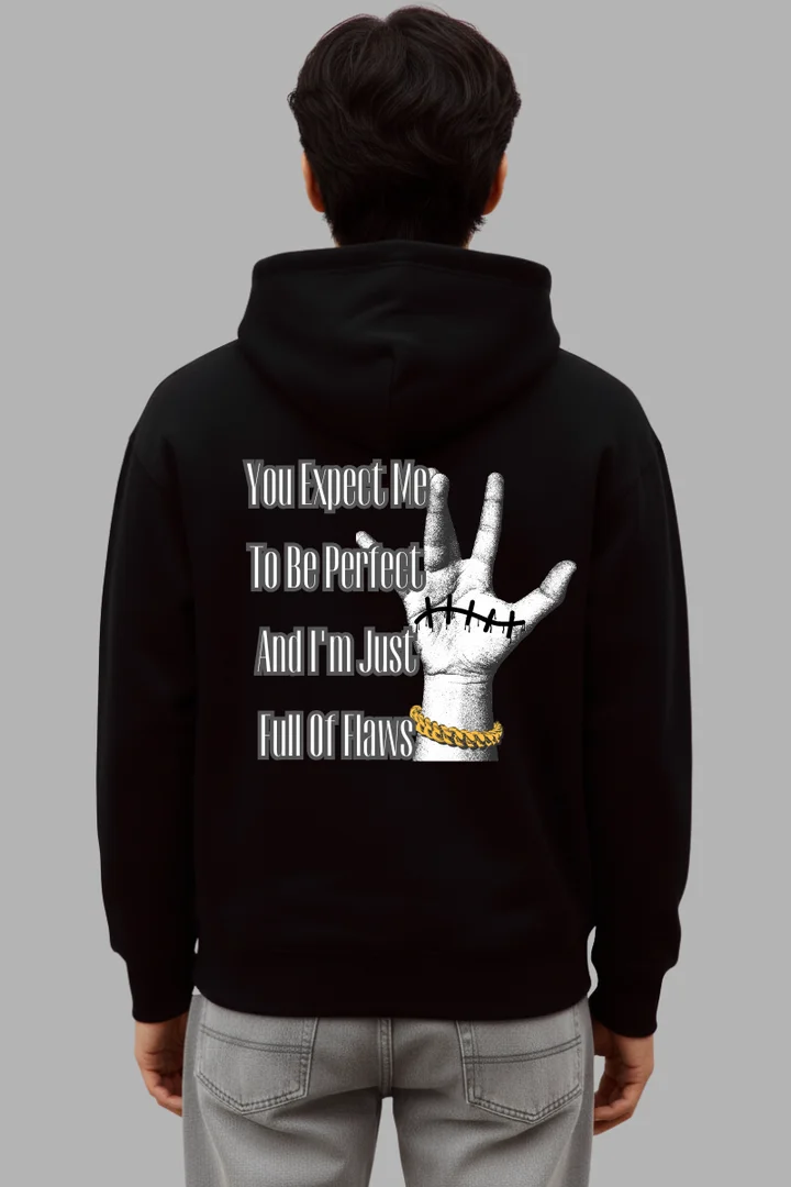 Front view of Young Stunners “Full of Flaws” – Streetwear Edition (Black)