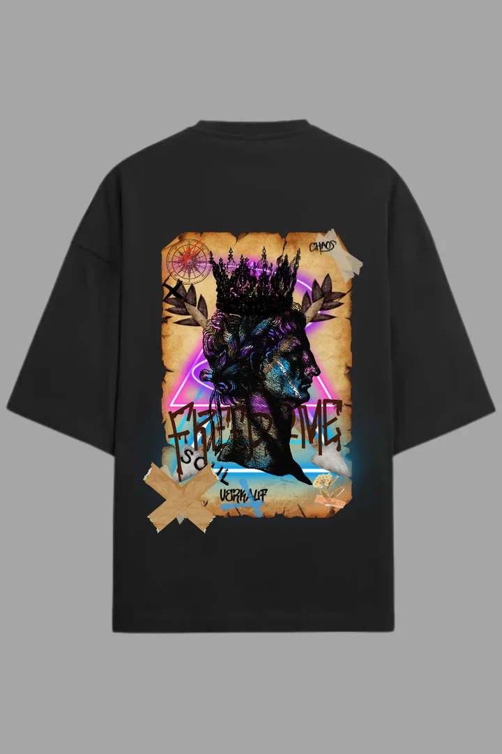 Freedom & Chaos Oversized T-Shirt – Black 100% Cotton Streetwear Graphic Tee for Men | THE ZAINLY Freedom & Chaos Oversized T-Shirt – Black 100% Cotton Streetwear Graphic Tee for Men | THE ZAINLY in Black