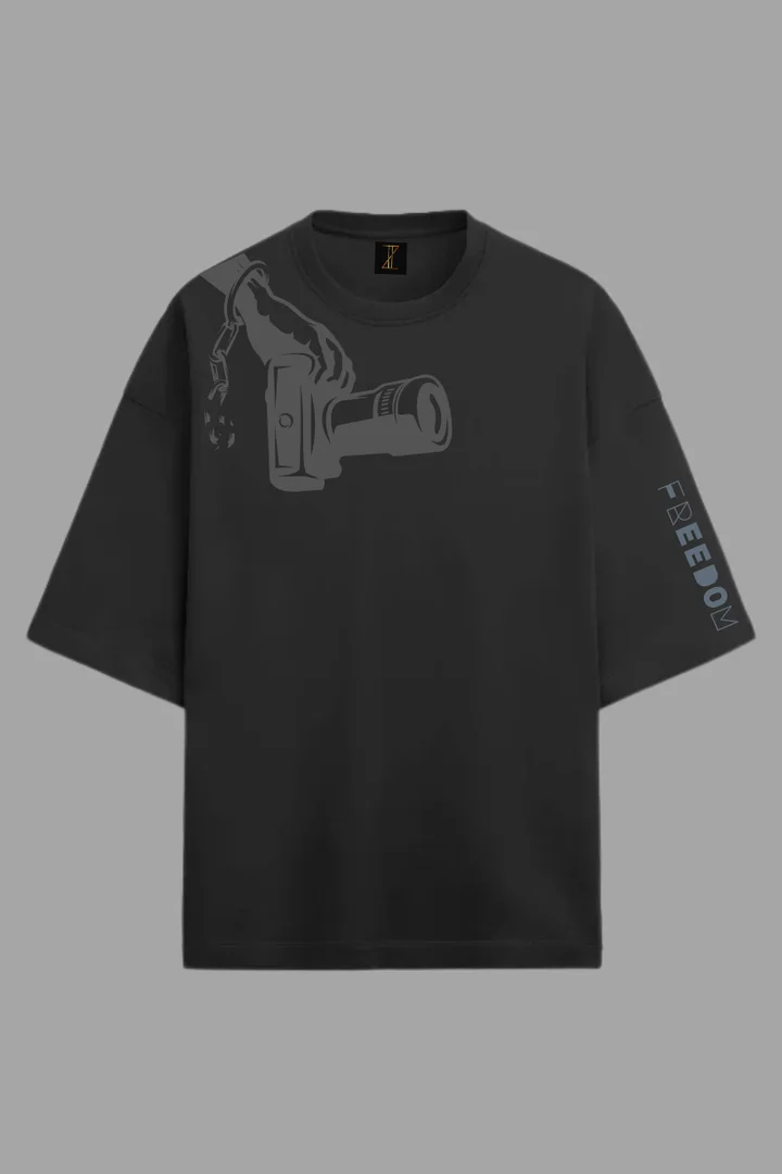Freedom & Chaos Oversized T-Shirt – Black 100% Cotton Streetwear Graphic Tee for Men | THE ZAINLY Freedom & Chaos Oversized T-Shirt – Black 100% Cotton Streetwear Graphic Tee for Men | THE ZAINLY in Black