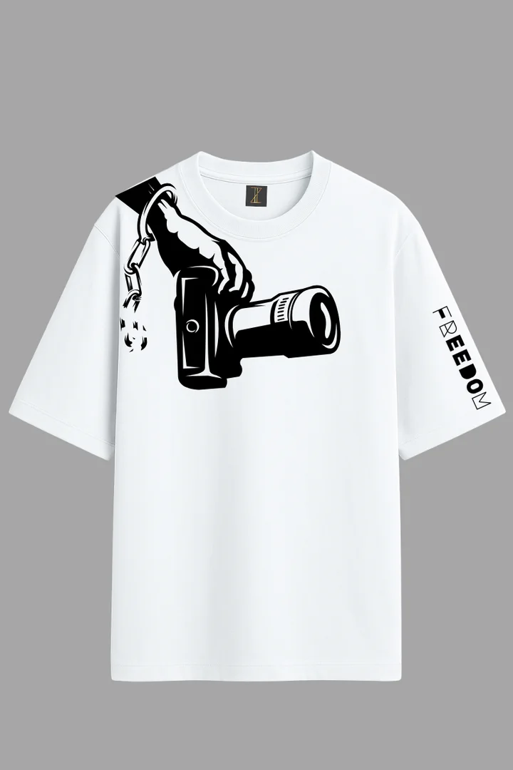 Freedom & Chaos Oversized T-Shirt – Black 100% Cotton Streetwear Graphic Tee for Men | THE ZAINLY Freedom & Chaos Oversized T-Shirt – Black 100% Cotton Streetwear Graphic Tee for Men | THE ZAINLY in White
