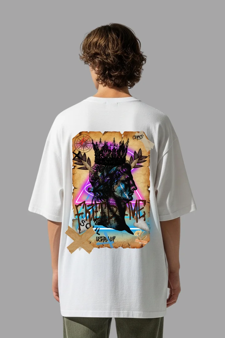 Freedom & Chaos Oversized T-Shirt – Black 100% Cotton Streetwear Graphic Tee for Men | THE ZAINLY Freedom & Chaos Oversized T-Shirt – Black 100% Cotton Streetwear Graphic Tee for Men | THE ZAINLY in White
