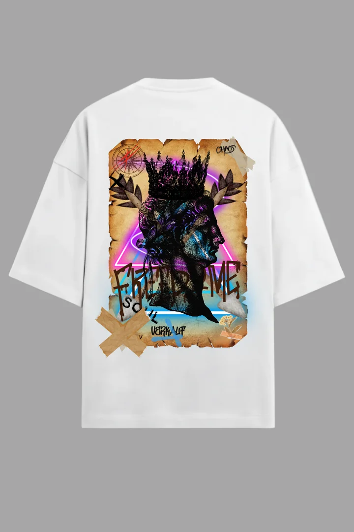 Freedom & Chaos Oversized T-Shirt – Black 100% Cotton Streetwear Graphic Tee for Men | THE ZAINLY Freedom & Chaos Oversized T-Shirt – Black 100% Cotton Streetwear Graphic Tee for Men | THE ZAINLY in White